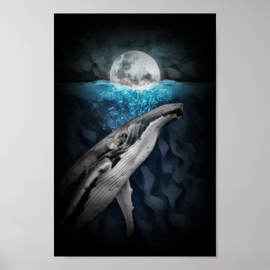 Humpback Whale durch Mondlicht Poster (Vorne)