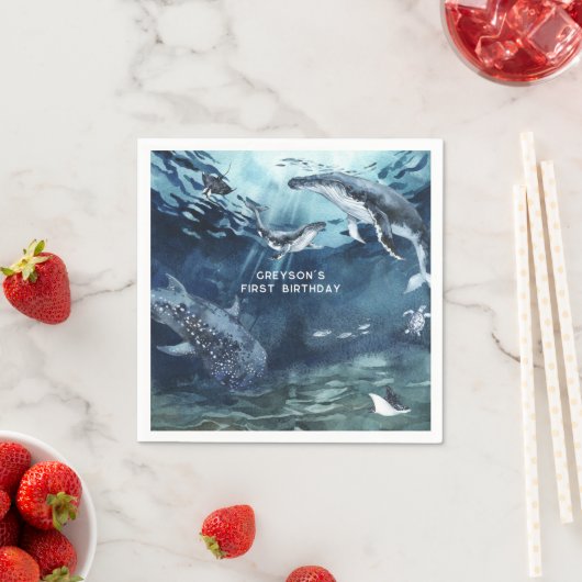 Humpback Whale | Ocean Birthday Party Napkins Serviette (Beispiel)