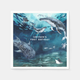 Humpback Whale | Ocean Birthday Party Napkins Serviette