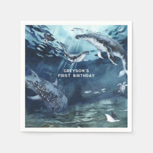 Humpback Whale   Ocean Birthday Party Napkins Serviette