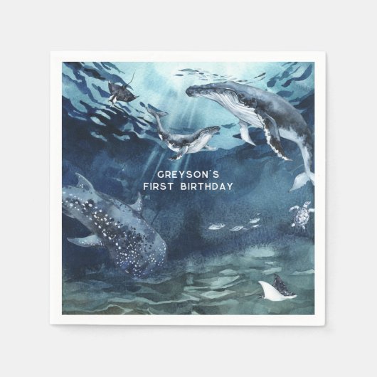 Humpback Whale | Ocean Birthday Party Napkins Serviette (Vorderseite)