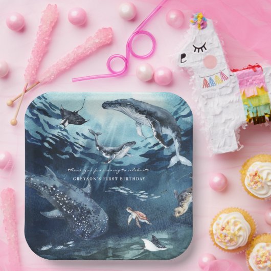 Humpback Whale | Ocean Birthday Party Pappteller (Party)