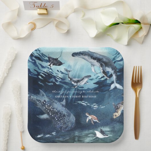 Humpback Whale | Ocean Birthday Party Pappteller (Hochzeit)