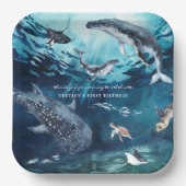 Humpback Whale | Ocean Birthday Party Pappteller (Vorderseite)