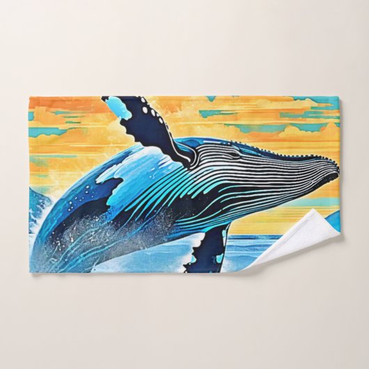 Humpback Whale Ocean Freedom Jump Design Badhandtuch Set (Handtuch)