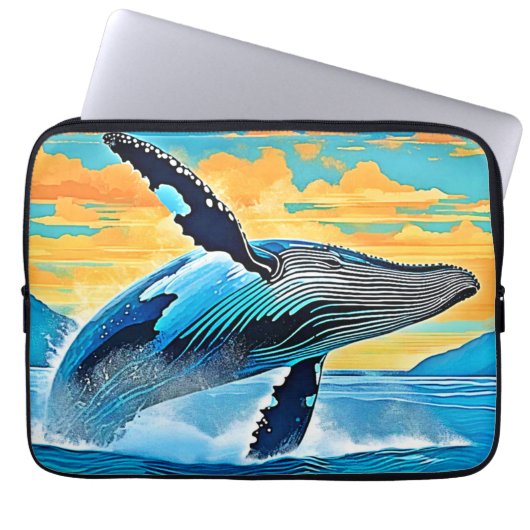 Humpback Whale Ocean Freedom Jump Design Laptopschutzhülle (Vorderseite)