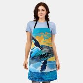 Humpback Whale Ocean Freedom Jump Design Schürze (Getragen)
