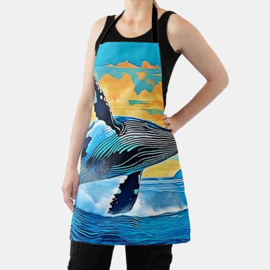 Humpback Whale Ocean Freedom Jump Design Schürze (InSitu)