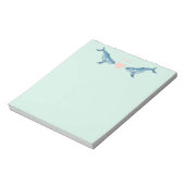Humpback Whale Pink Heart Minze Notepad Notizblock (Rotiert)