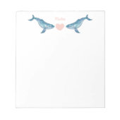 Humpback Whale Pink Heart Notepad Notizblock (Vorderseite)