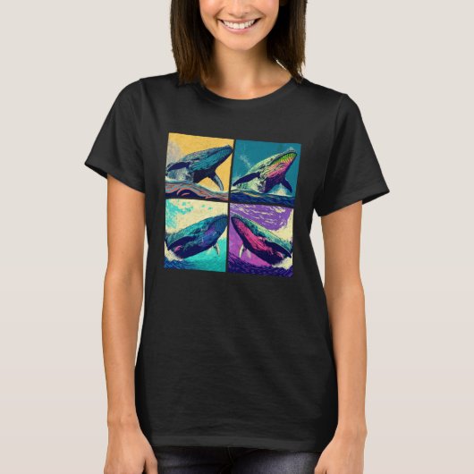 Humpback Whale Pop Illustration Colorful Animal  1 T-Shirt (Vorderseite)