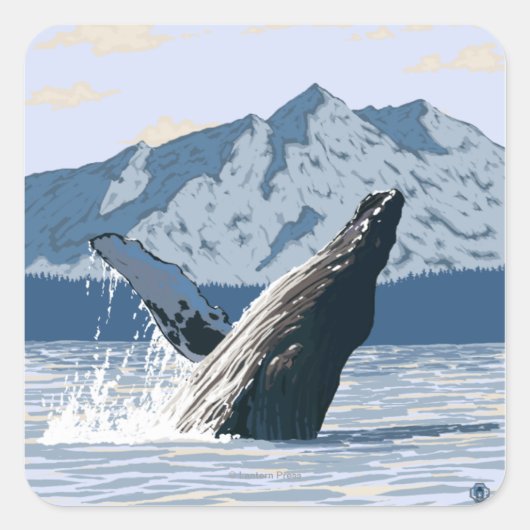 Humpback Whale - Seward, Alaska Quadratischer Aufkleber (Vorderseite)