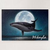 Humpback Whale über Vollmond Puzzle (Horizontal)