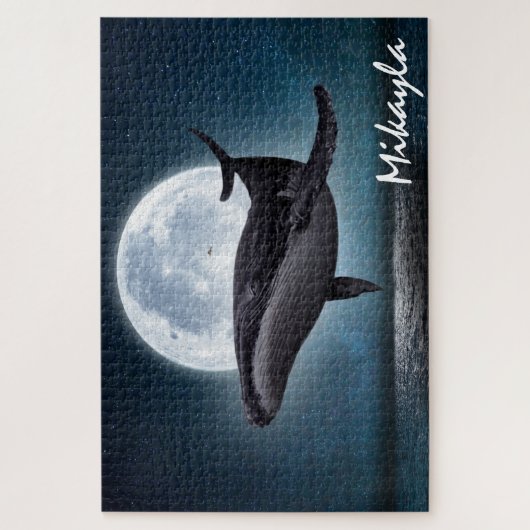 Humpback Whale über Vollmond Puzzle (Vertikal)