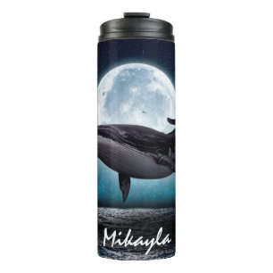 Humpback Whale über Vollmond Thermosbecher