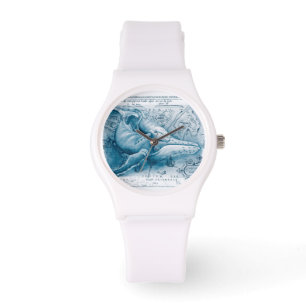 Humpbacks Blue Vintage Karte Armbanduhr