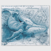 Humpbacks Blue Vintage Karte Geschenkpapier (Flach)