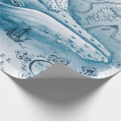 Humpbacks Blue Vintage Karte Geschenkpapier (Ecke)
