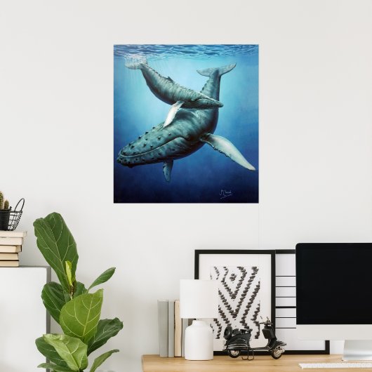 Humpbacks 'Serenity' Mutter & Calf - Canvas print Poster (Heimbüro)