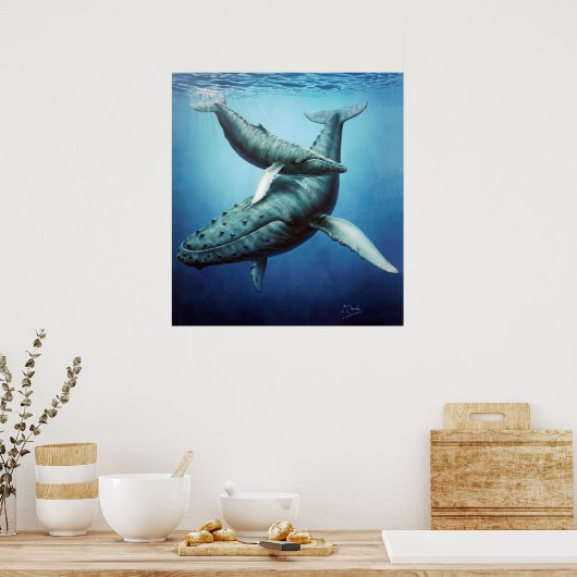 Humpbacks 'Serenity' Mutter & Calf - Canvas print Poster (Küche)
