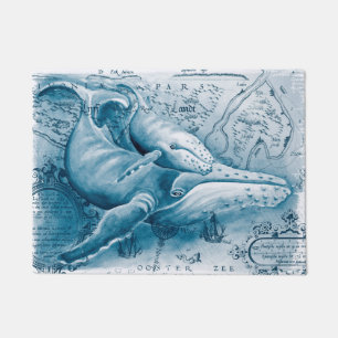 Humpbacks Vintage Karte Fußmatte