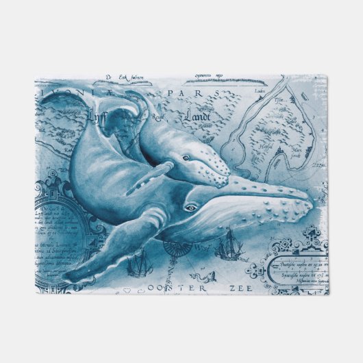 Humpbacks Vintage Karte Fußmatte (Vorderseite)