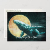 Humpbackwal fliegt zu den Mondpostkarten Postkarte (Vorne/Hinten)