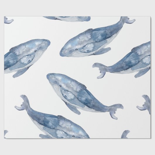 Humpbackwale in Aquarellen Geschenkpapier (Flach)