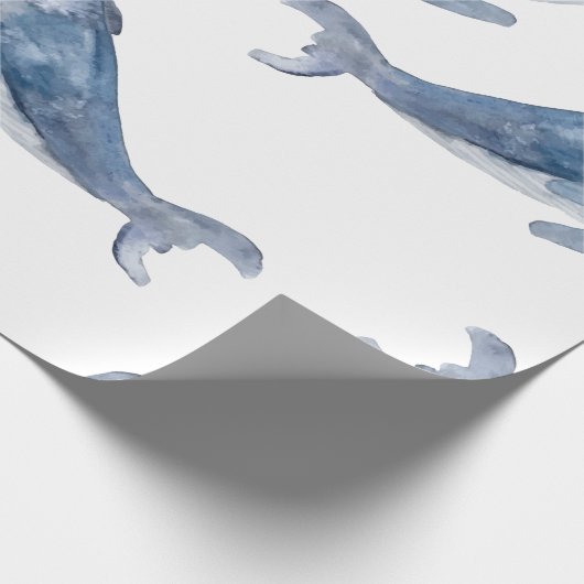 Humpbackwale in Aquarellen Geschenkpapier (Ecke)