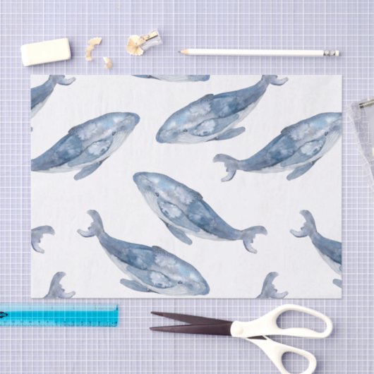 Humpbackwale in Aquarellen Seidenpapier (Handwerk)