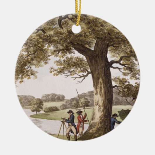 Humphrey Repton, der mit einem Theodolit Keramikornament (Vorne)