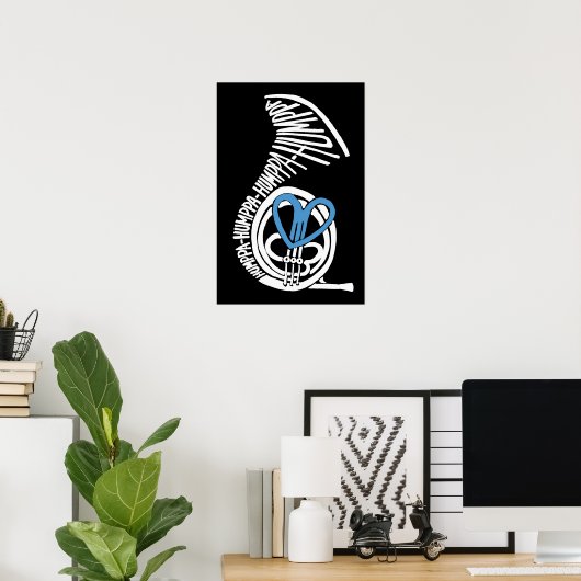 Humppa Liebe Blue Dark Poster oder Print (Heimbüro)