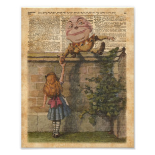 Humpty Dumpty & Alice Vintag Book Illustration Fotodruck