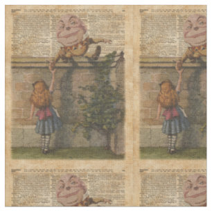 Humpty Dumpty & Alice Vintage-Buchillustration Stoff