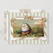 Humpty Dumpty auf blauen und weißen Streifen Postkarte (Vorne/Hinten)