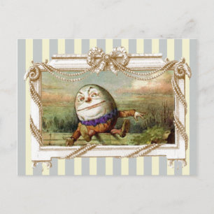 Humpty Dumpty auf blauen und weißen Streifen Postkarte