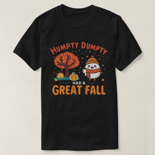 Humpty Dumpty Autumn Fun Cartoon Cosy Fall Design T-Shirt (Design vorne)