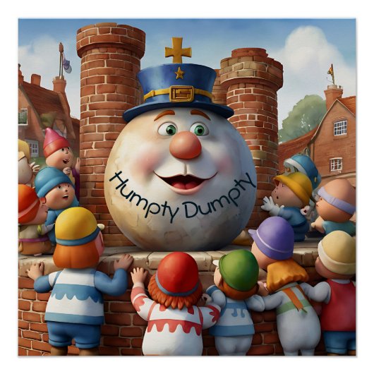 Humpty Dumpty Kinderzimmer Wasserfarbe Poster (Vorderseite)