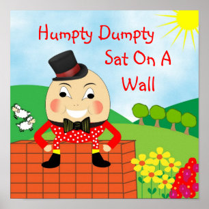 Humpty Dumpty saß auf einem Wall-Kinderzimmer-Rhyt Poster