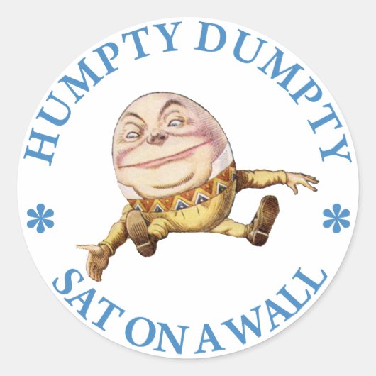 HUMPTY DUMPTY SAT AUF EINER WAND - KINDERZIMMER RH RUNDER AUFKLEBER (Vorderseite)