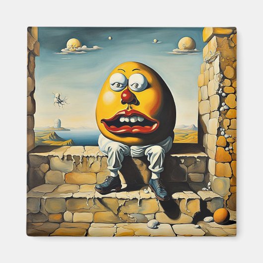 Humpty Dumpty sitzt an einer Wand Magnet (Vorne)