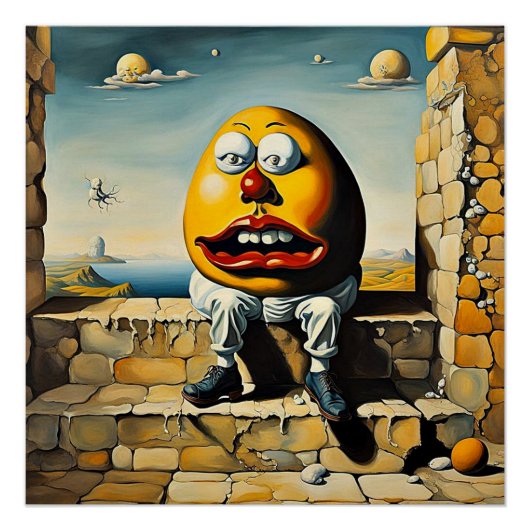 Humpty Dumpty sitzt an einer Wand Poster (Vorderseite)