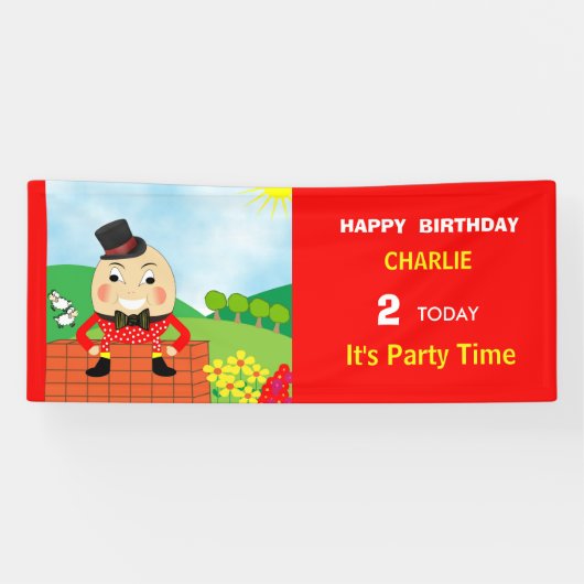 Humpty Dumpty Themed Kindergeburtstag Party Editab Banner (Horizontal)