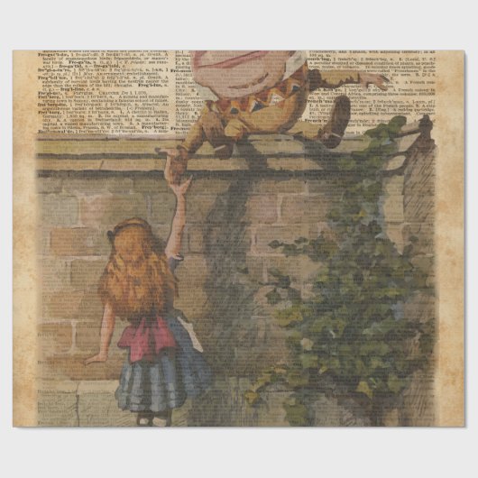 Humpty Dumpty u. Vintage Buch-Illustration Alices Geschenkpapier (Flach)
