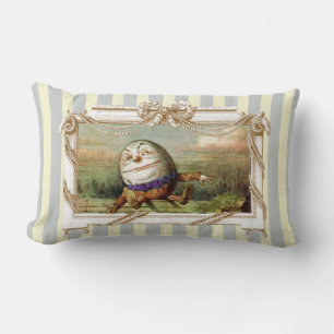 Humpty Dumpty und Alice auf blauen und weißen Stre Lendenkissen