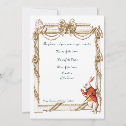 Humpty Dumpty und Alice blau-weiße Streifen Einladung (Rückseite)