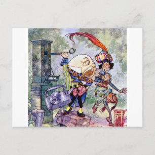 Humpty Dumpty wird laut in Wonderland Postkarte