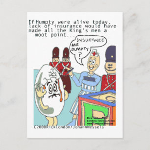 Humpty & Medizinische Versicherung Lustige T-Shirt Postkarte