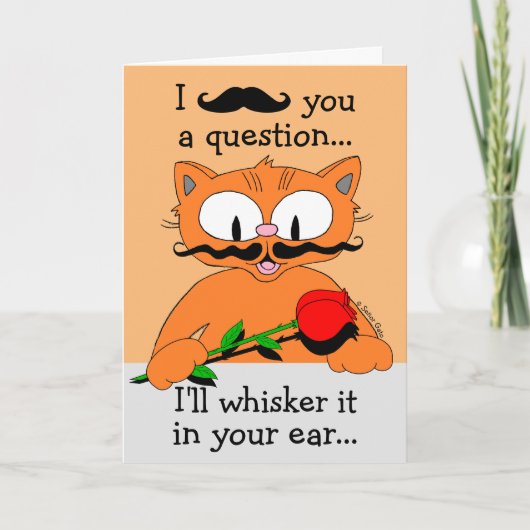 Humsive Valentinstag Card Mustache Cat Karte (Vorderseite)