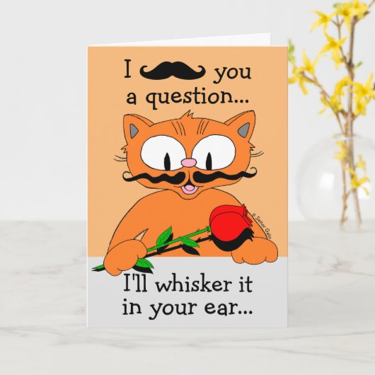 Humsive Valentinstag Card Mustache Cat Karte (Gelbe Blume)